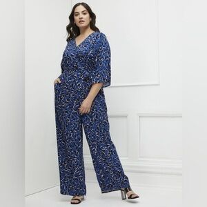 ELOQUII ELEMENTS – Blue Animal Print Jumpsuit – Size 28